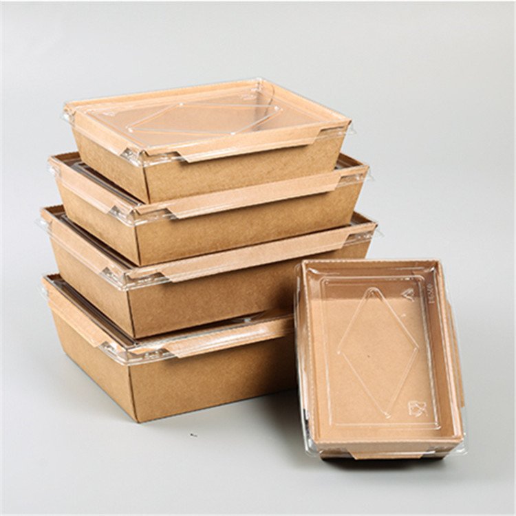 BREST Disposable paper salad bowl with plastic lid for take away