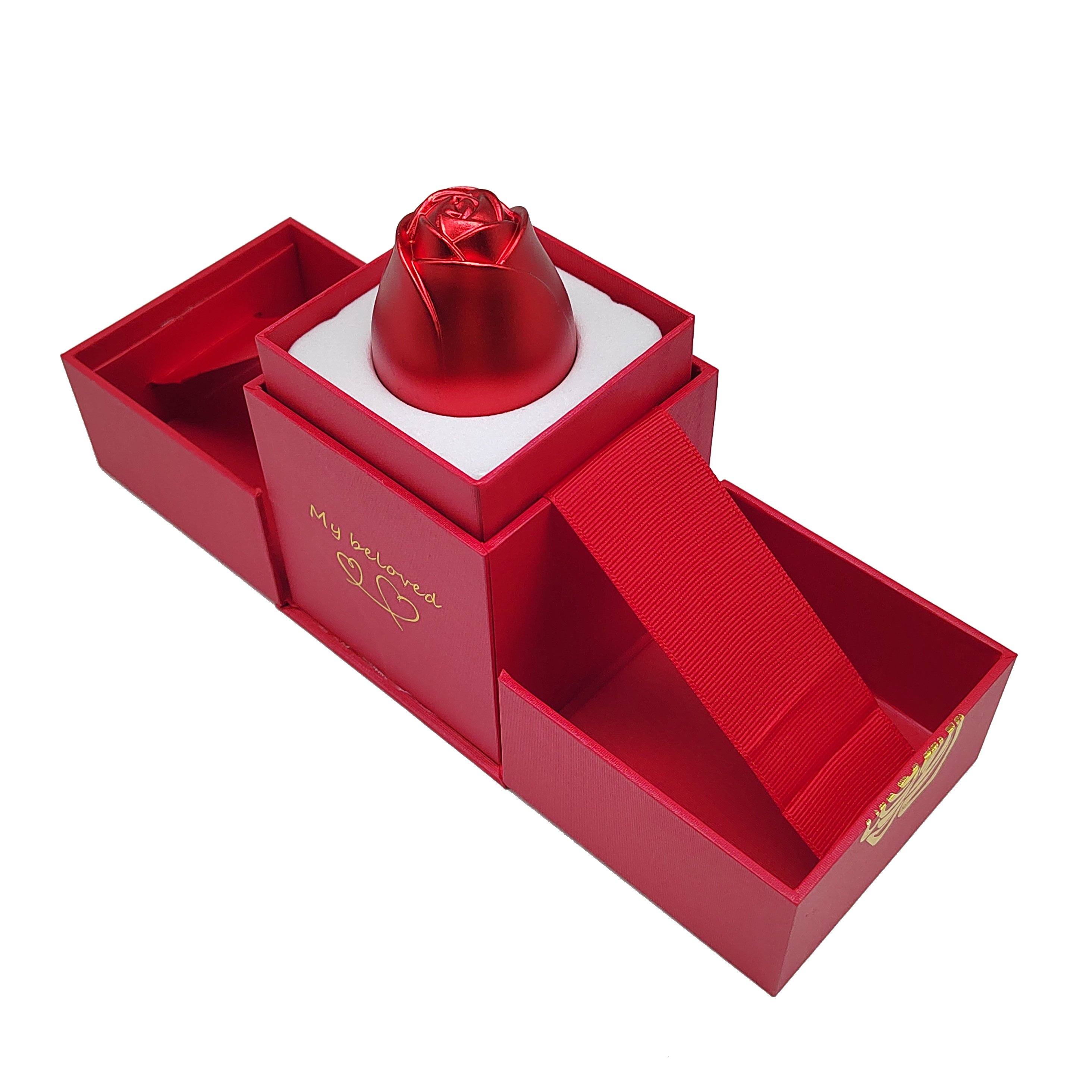 2023 Fine Luxury Creative Romance Red Rose Flower Lifting Propose Marriage Ring Box Jewelry Gift Box Packaging Case
