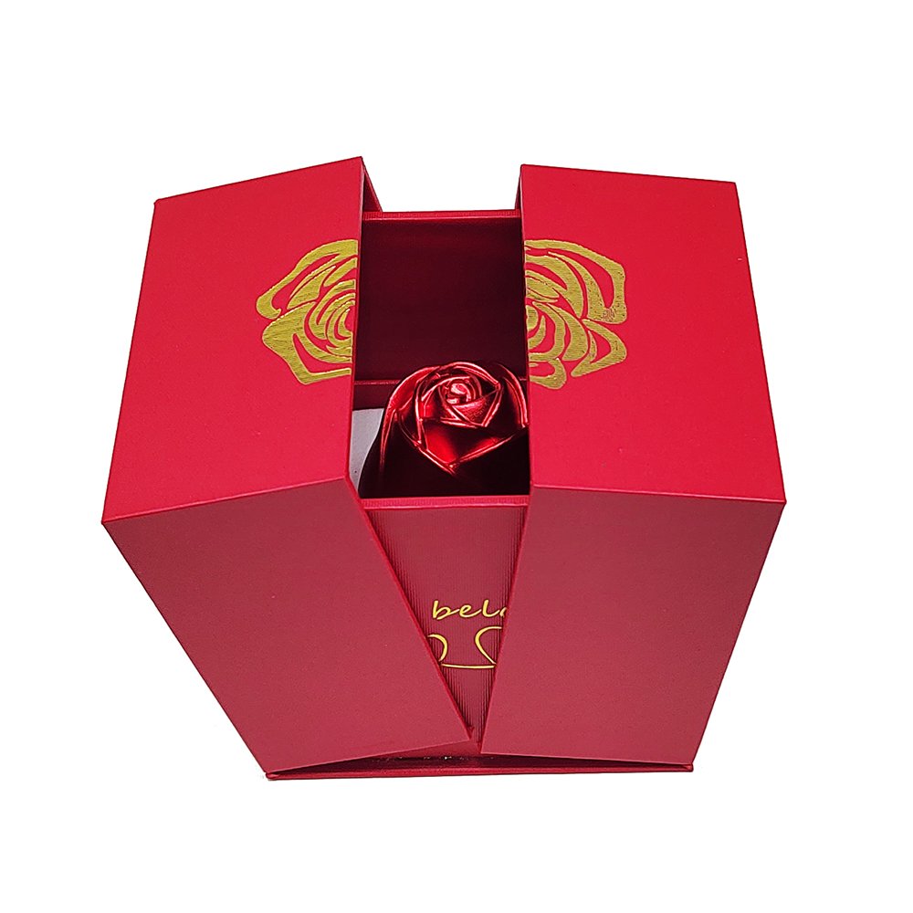 2023 Fine Luxury Creative Romance Red Rose Flower Lifting Propose Marriage Ring Box Jewelry Gift Box Packaging Case