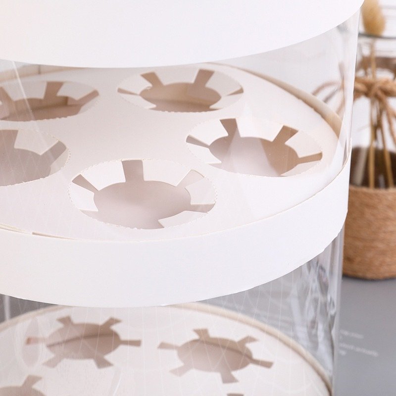 Double Layer Transparent Cupcake Packaging Box Round Birthday Cake Box For Dessert Packing Boxes