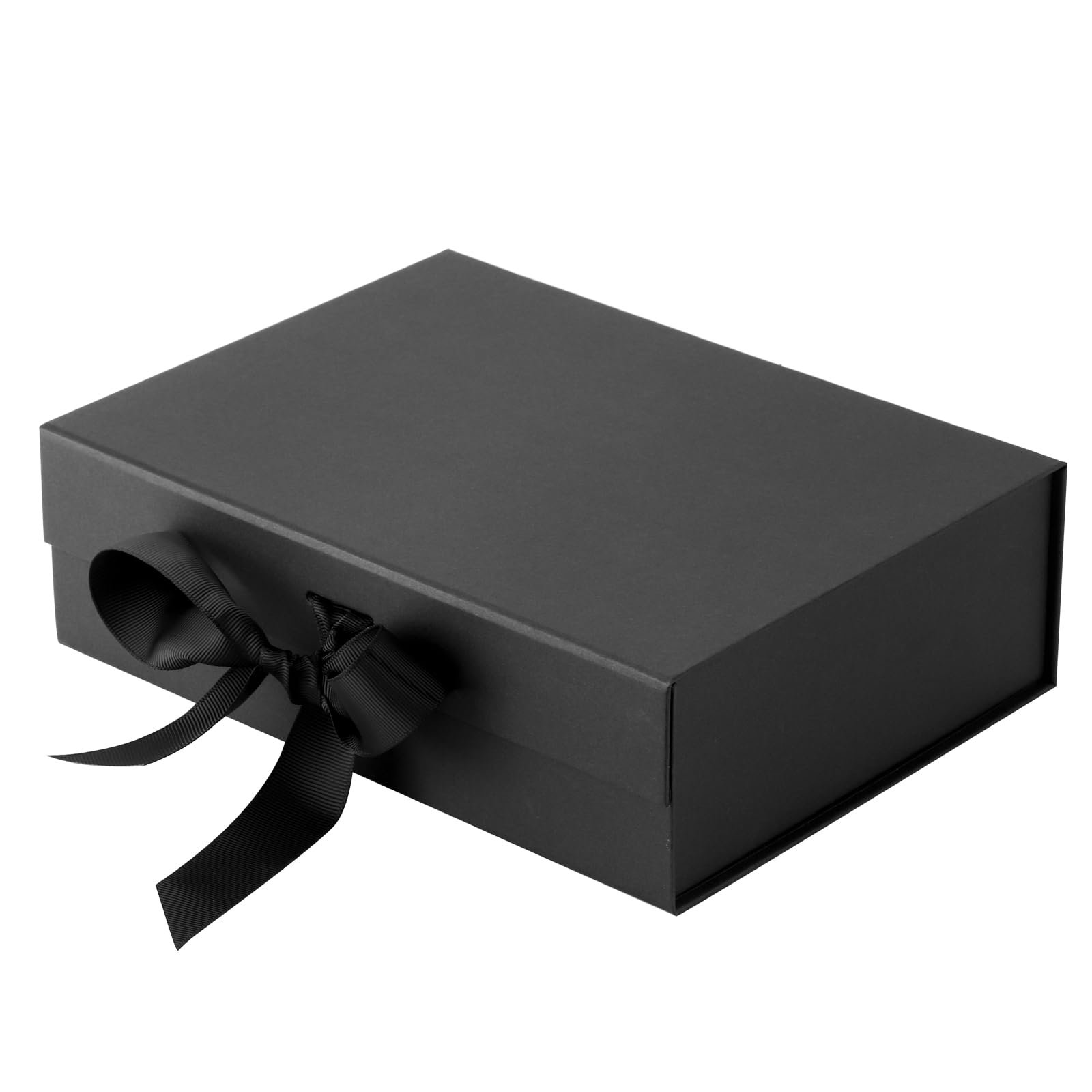 Custom Logo Folding Packaging Cardboard Paper Shoe Clothing Underwear Boxes Black Flap Magnetic Closure Gift Box With Ribbon