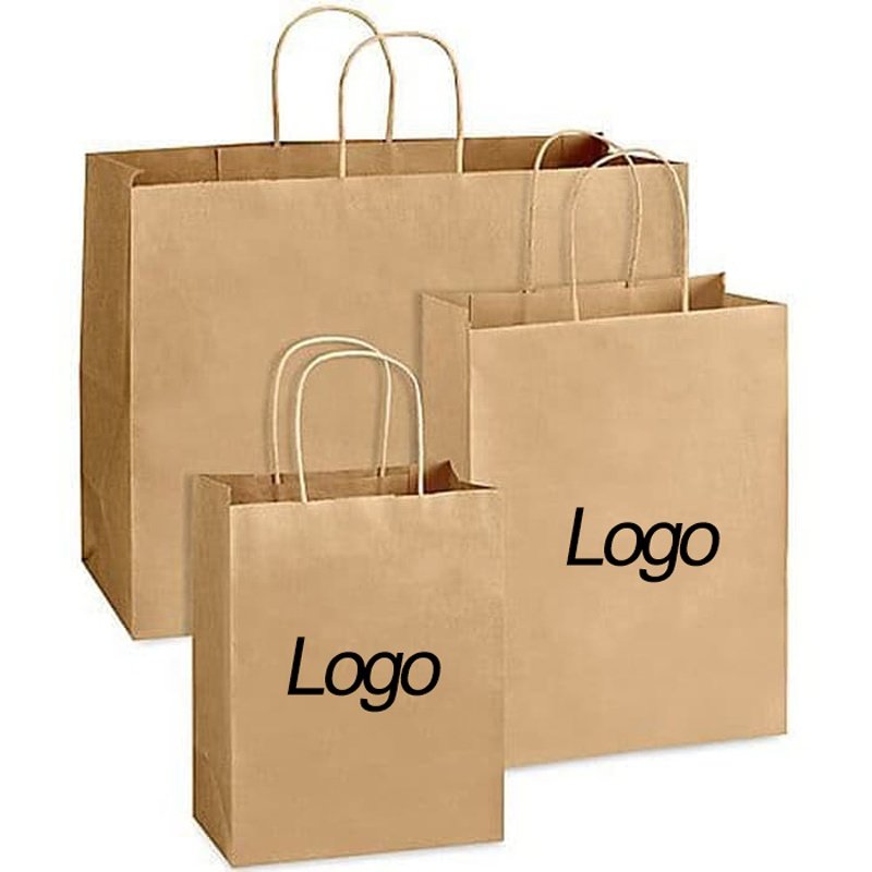 Custom Printed Christmas Shopping Kraft paper Bag Bolsas Papel Kraft Wedding Gift packaging paper Bag With Handles