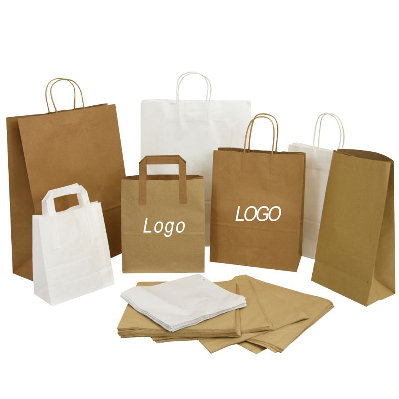 Custom Printed Christmas Shopping Kraft paper Bag Bolsas Papel Kraft Wedding Gift packaging paper Bag With Handles