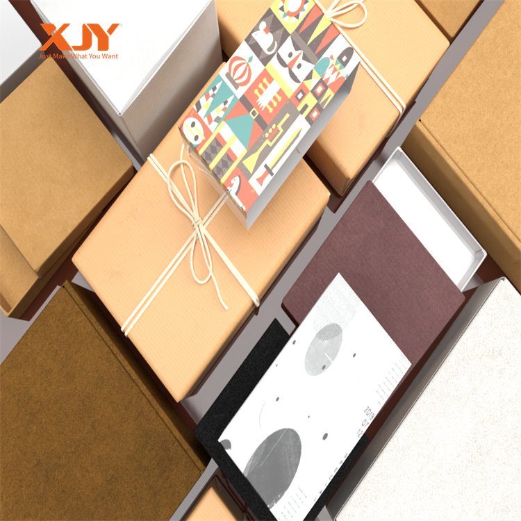 XJY Rectangle Sliding Cardboard Paper Bands Design Printed Disposable Kraft Paper Art Cardboard Packaging Sleeve For Gift Set