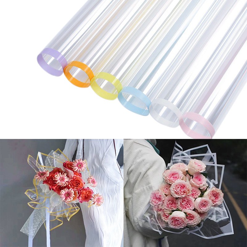 20 pcs/pack Transparent Rose Flower Wrapping Paper Korean Flower Wrapping Paper Red Border Gift Wrap Florist Bouquet Wrapping