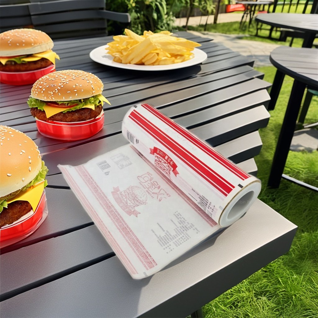 Custom Printed Sandwich Burger Greaseproof Wrapping paper Print For Plastic Food Grade Hamburger Food Film paper With Logo