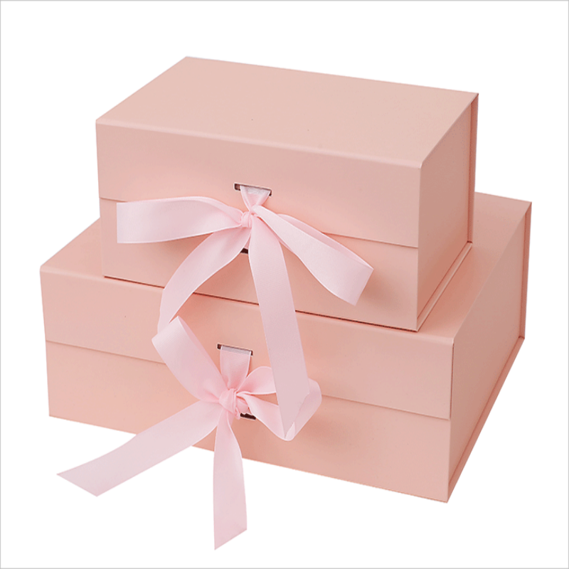 Custom Luxury Magnetic Close Rigid Cardboard Baby Gift Box Packaging Magnetic Closure Gift Boxes With Silk Ribbon