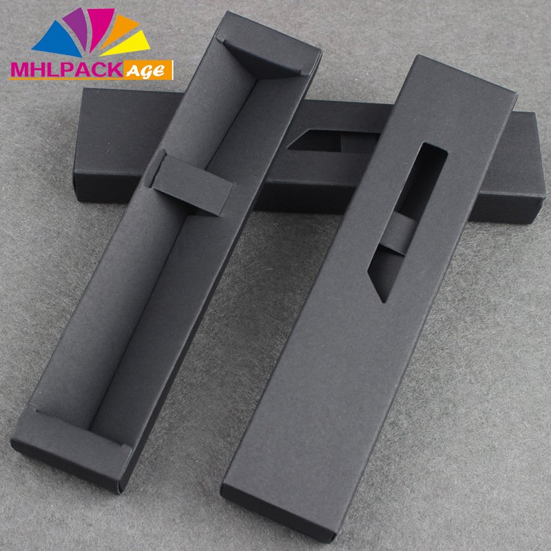 custom logo black cardpaper foldable drawer pen gift packaging box