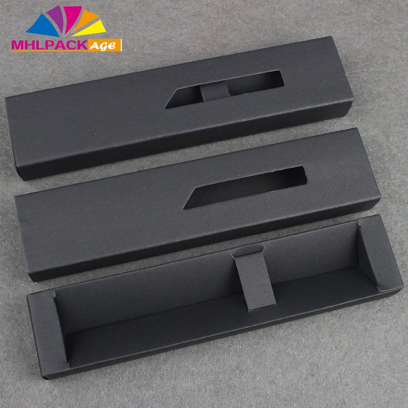 custom logo black cardpaper foldable drawer pen gift packaging box