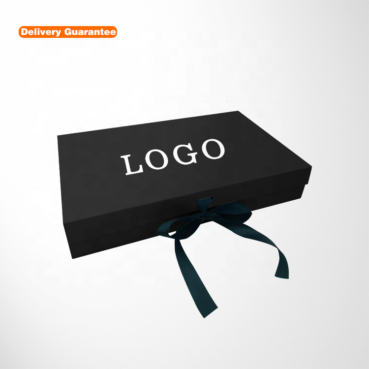 Factory customization logo size color ribbon gold stamping packaging gift clothes paper rope black box packaging luxury