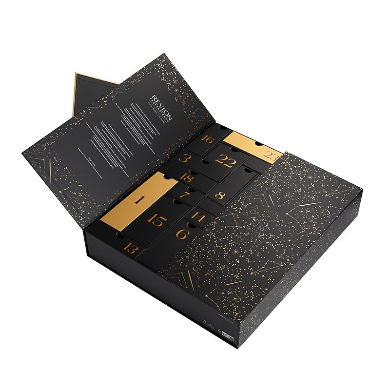 Custom Advent Calendar Empty Luxury Cardboard Paper Gift Beauty Cosmetic Box Countdown Christmas Advent Calendar Box