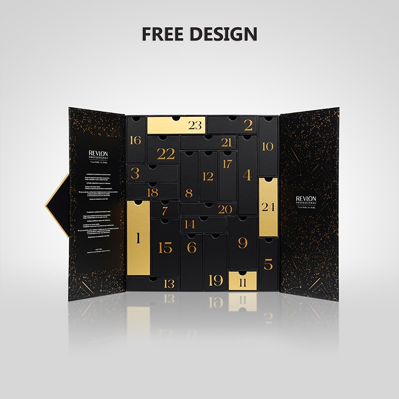 Custom Advent Calendar Empty Luxury Cardboard Paper Gift Beauty Cosmetic Box Countdown Christmas Advent Calendar Box