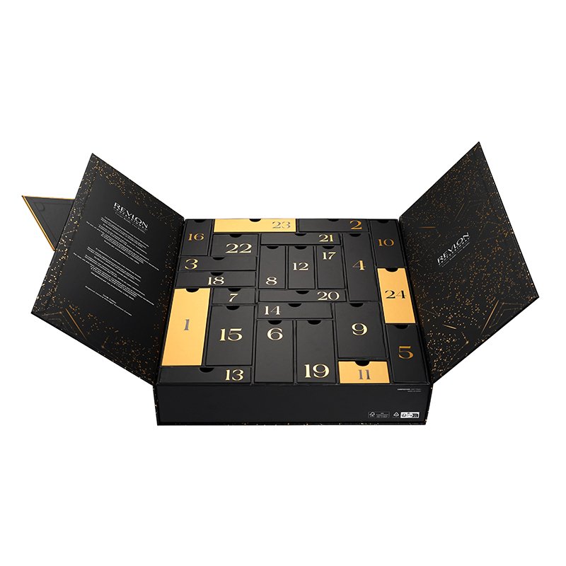 Custom Advent Calendar Empty Luxury Cardboard Paper Gift Beauty Cosmetic Box Countdown Christmas Advent Calendar Box