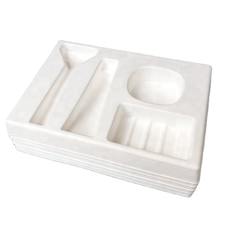 Custom Razor Packaging Molded Fiber Tray Wet Press Molded Paper Pulp Inner Packaging Tray