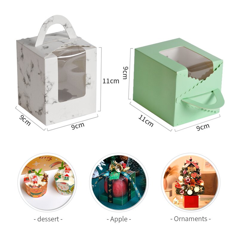 Custom Individual Empty Cupcake Box Foldable White Paper Cup Cake Muffin Packaging Box With PVC Window