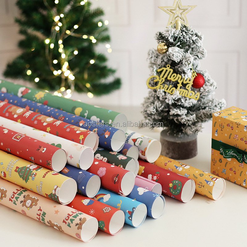 New arrival gift wrapping kraft colored paper quality christmas gift wrap paper rolls