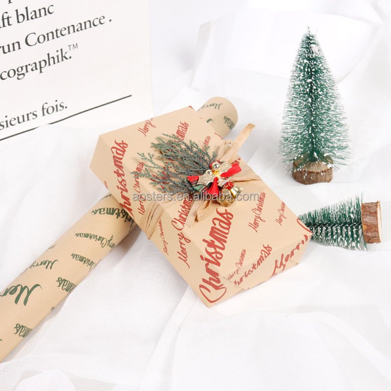 New arrival gift wrapping kraft colored paper quality christmas gift wrap paper rolls