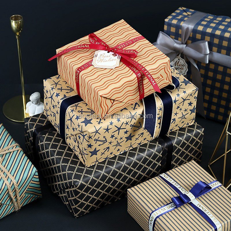 New arrival gift wrapping kraft colored paper quality christmas gift wrap paper rolls