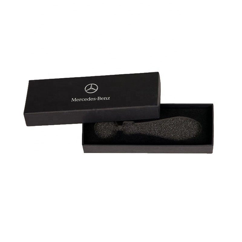 Custom Logo Black Cardboard Box Car Key Packaging Paper Box With Foam Lining