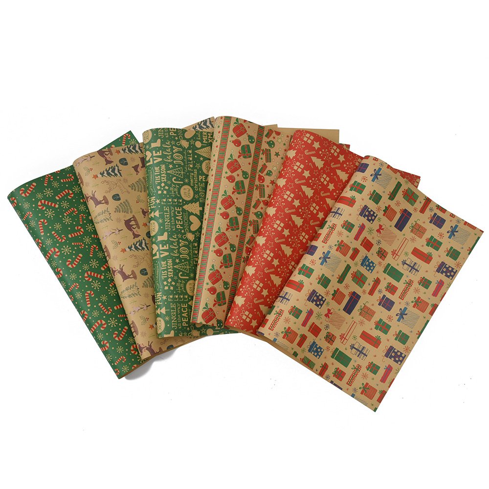 Christmas Gift Wrapping Paper Birthday Party Wedding DIY Craft Paper Xmas Tree Snowflake Print Gift Box Packaging Papers