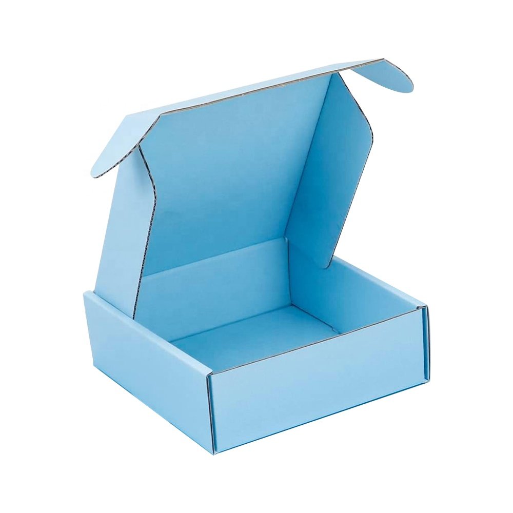 Kraft Gifts Decorations Packaging Corrugated Cardboard Packing Small Mailer Shipping Boxes Socks Box Custom 6 X 6 X 2 Inch Blue