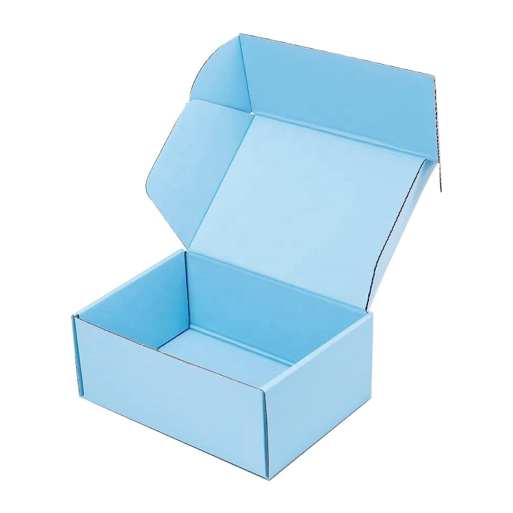 Kraft Gifts Decorations Packaging Corrugated Cardboard Packing Small Mailer Shipping Boxes Socks Box Custom 6 X 6 X 2 Inch Blue