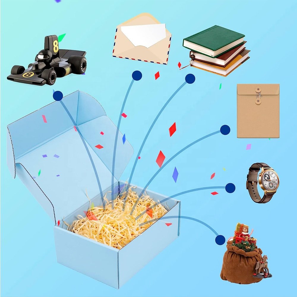 Kraft Gifts Decorations Packaging Corrugated Cardboard Packing Small Mailer Shipping Boxes Socks Box Custom 6 X 6 X 2 Inch Blue