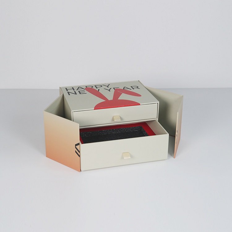 Luxury festival paper gift box for holiday packaging box with drawer manufacturing by Chinese company