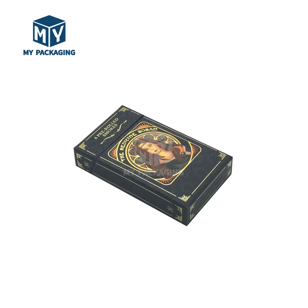 Custom Black Cigarette Cases 5 Packs 4 Packs Packaging Roll Box Push And Hard Paper Slide Box Drawer Cigarettes Paper Box