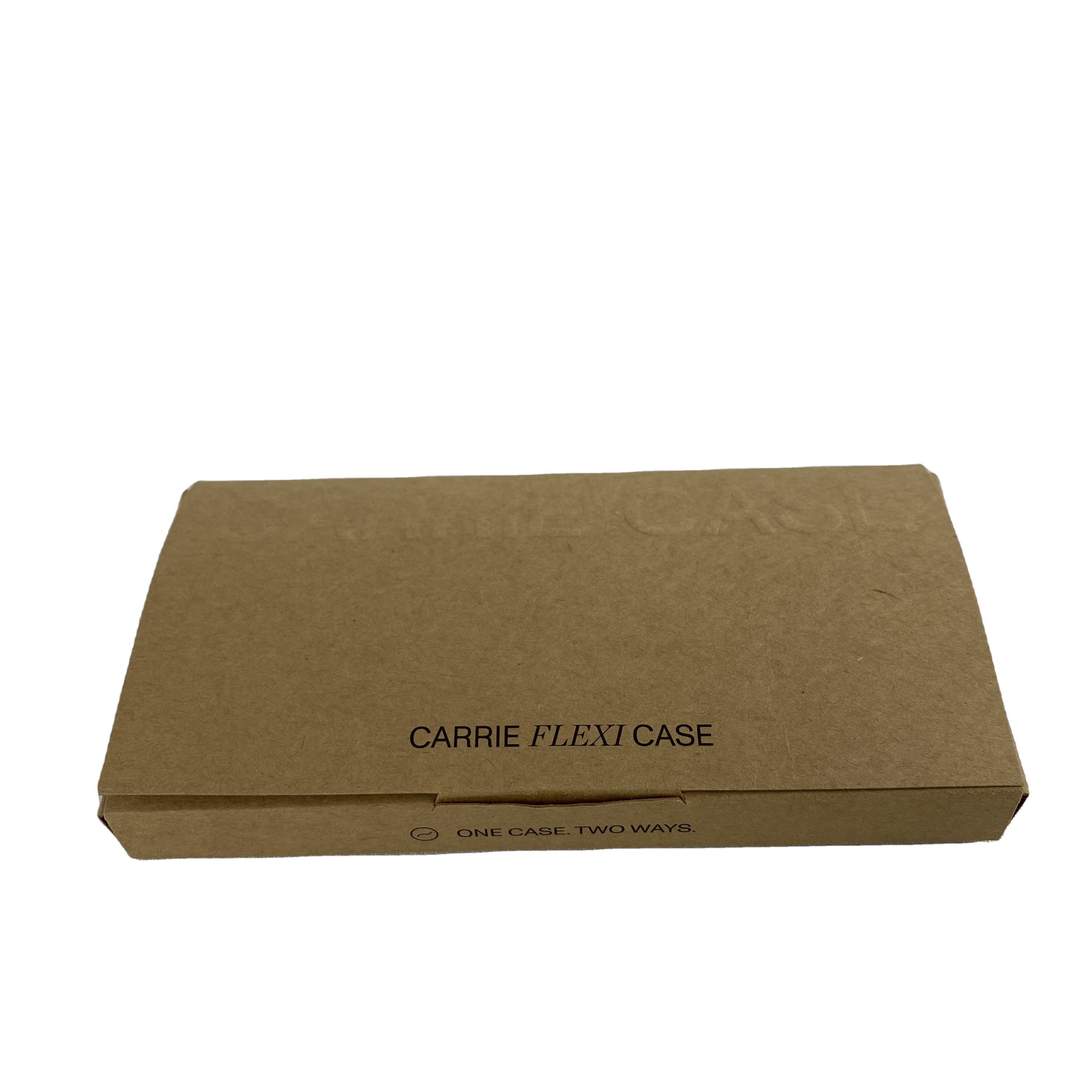 Custom collapsible gift box 3D embossed logo brown cardboard phone case paper packaging box for case small business