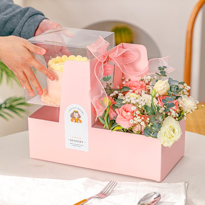 Birthday Cake Box For Valentine's Day Gift Carrying Flower Box Mother's Day Gift Cake Packing Boxes