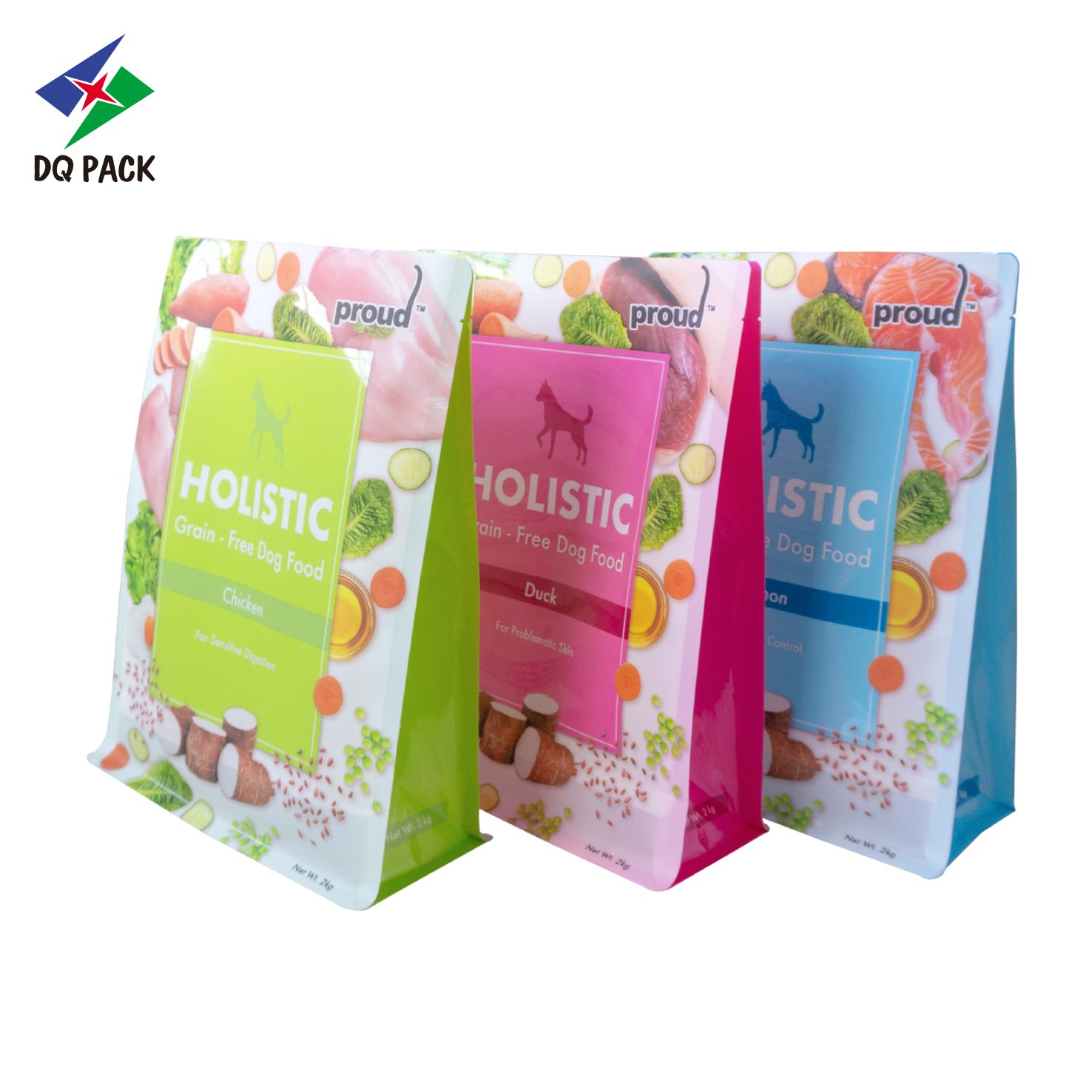 DQ PACK Custom Eco Friendly 5kg 10kg 15KG Big Size side Gusset Flat Bottom Cat Dog Pet Wet Food Packaging Bags Pouch
