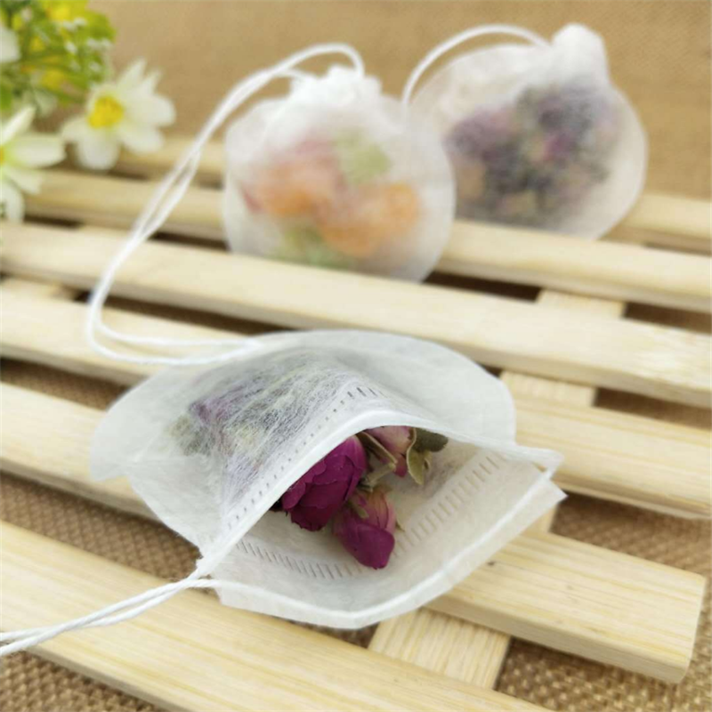 Drawstring sealing PLA biodegradable empty round corn fiber tea bag