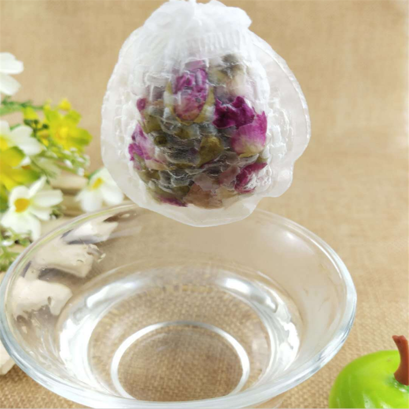 Drawstring sealing PLA biodegradable empty round corn fiber tea bag