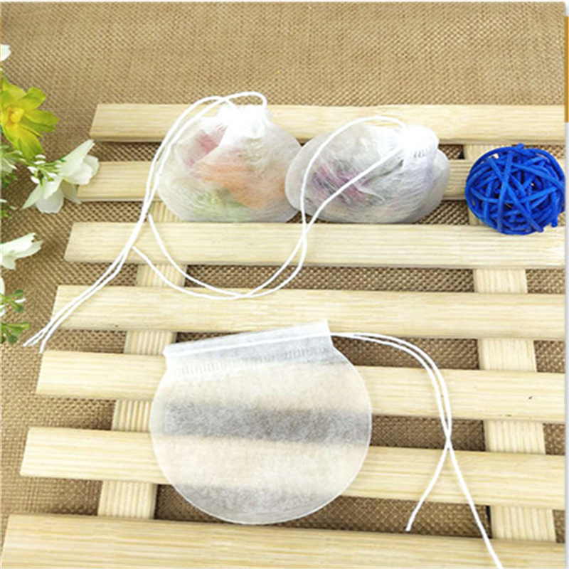 Drawstring sealing PLA biodegradable empty round corn fiber tea bag