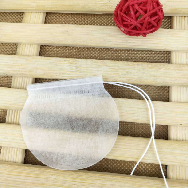 Drawstring sealing PLA biodegradable empty round corn fiber tea bag