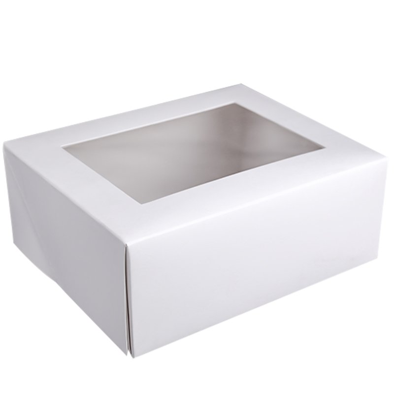 OEM Custom Logo Printed Food Grade White Cardboard Paper Birthday Gift Pastry Cake Box With Clear Window
