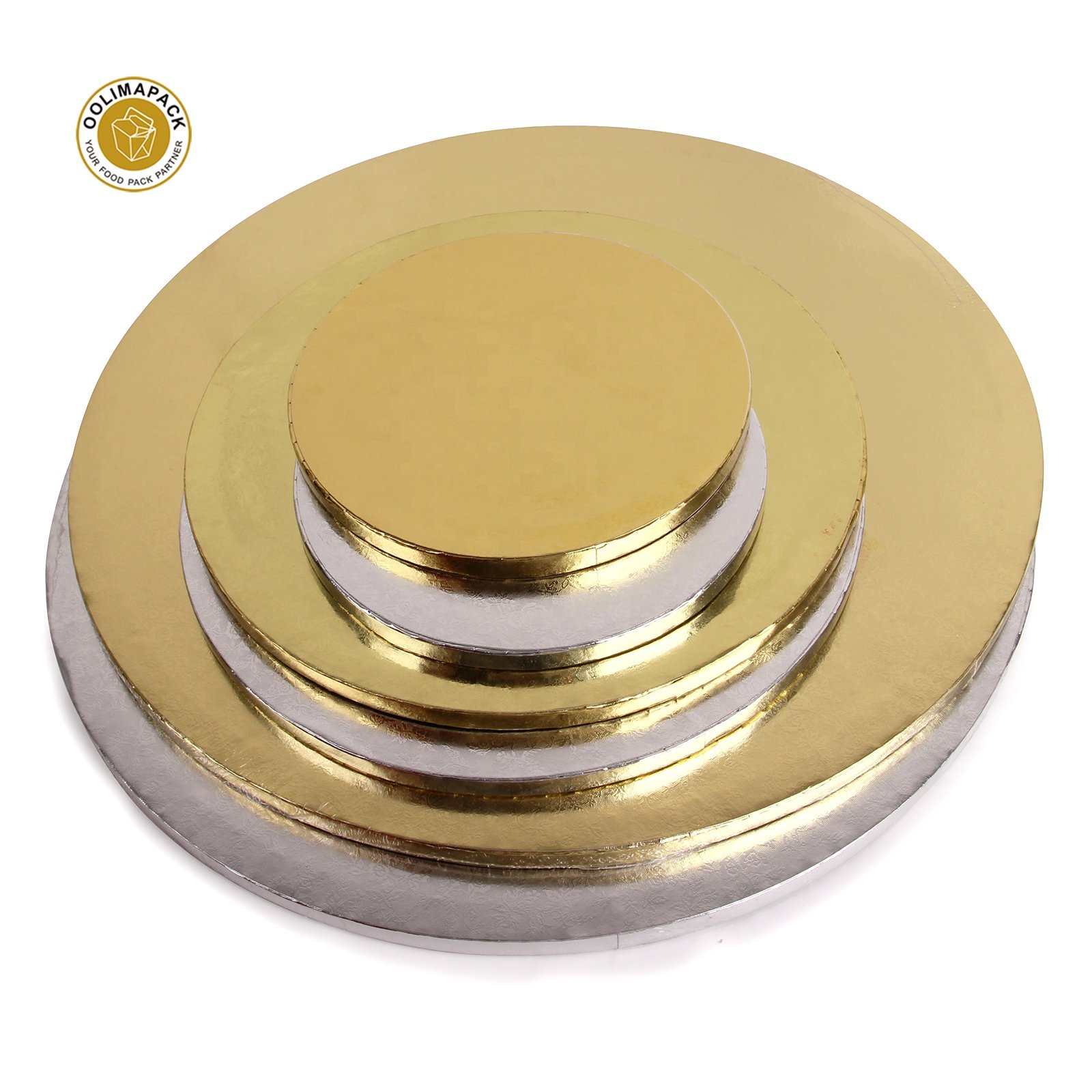 Custom different sizes golden and silver wedding decoration cake board