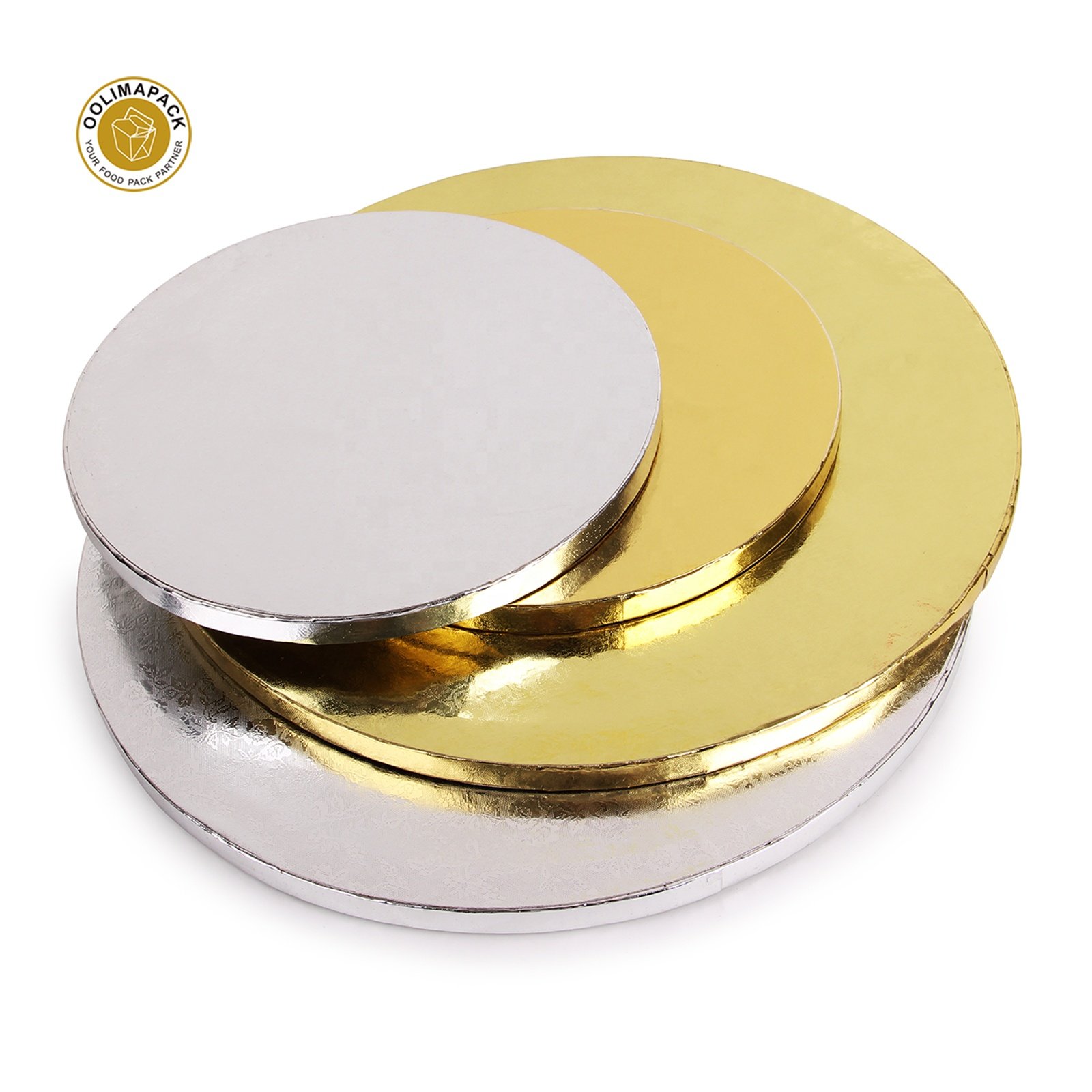 Custom different sizes golden and silver wedding decoration cake board