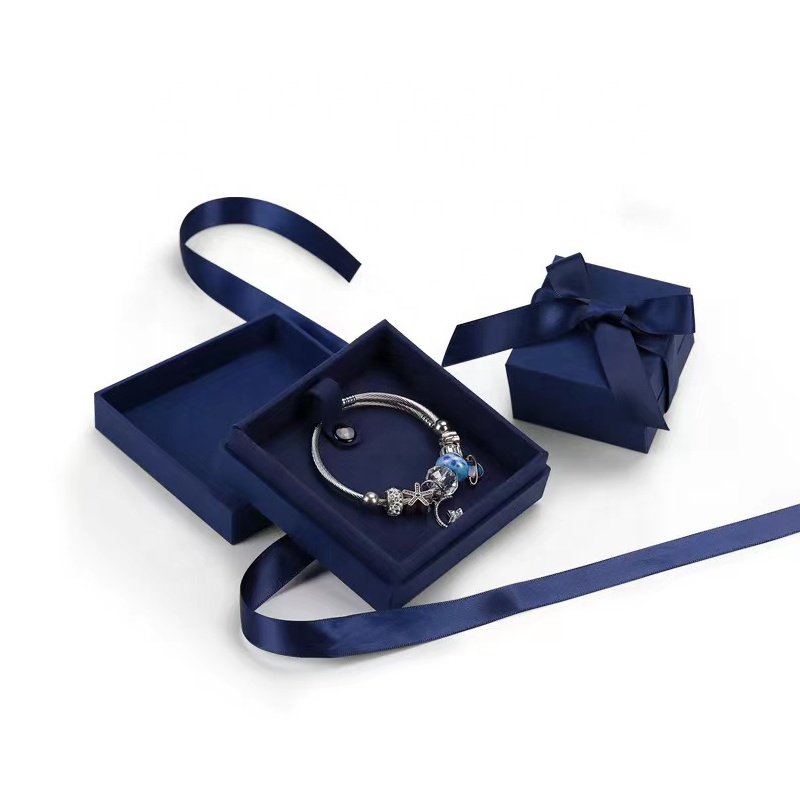 Customized Jewelry Display Boxes Sapphire Blue Color Packing For Ring Pendant And Bracelet