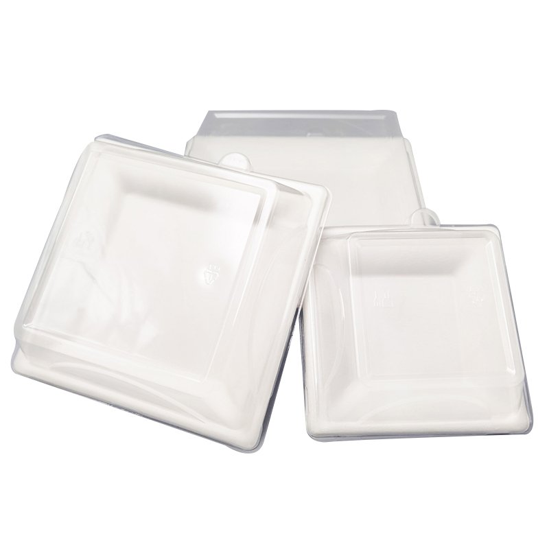 Lid with Bagasses Tray Cake Box Transparent Roll Clear Plastic Packing Swiss Mooncake Box Packaging Disposable Customized Color