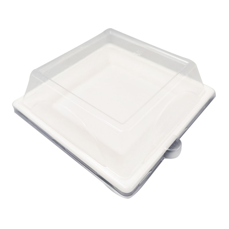 Lid with Bagasses Tray Cake Box Transparent Roll Clear Plastic Packing Swiss Mooncake Box Packaging Disposable Customized Color