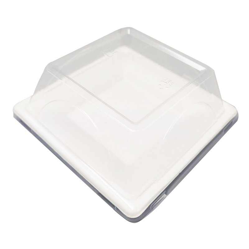 Lid with Bagasses Tray Cake Box Transparent Roll Clear Plastic Packing Swiss Mooncake Box Packaging Disposable Customized Color