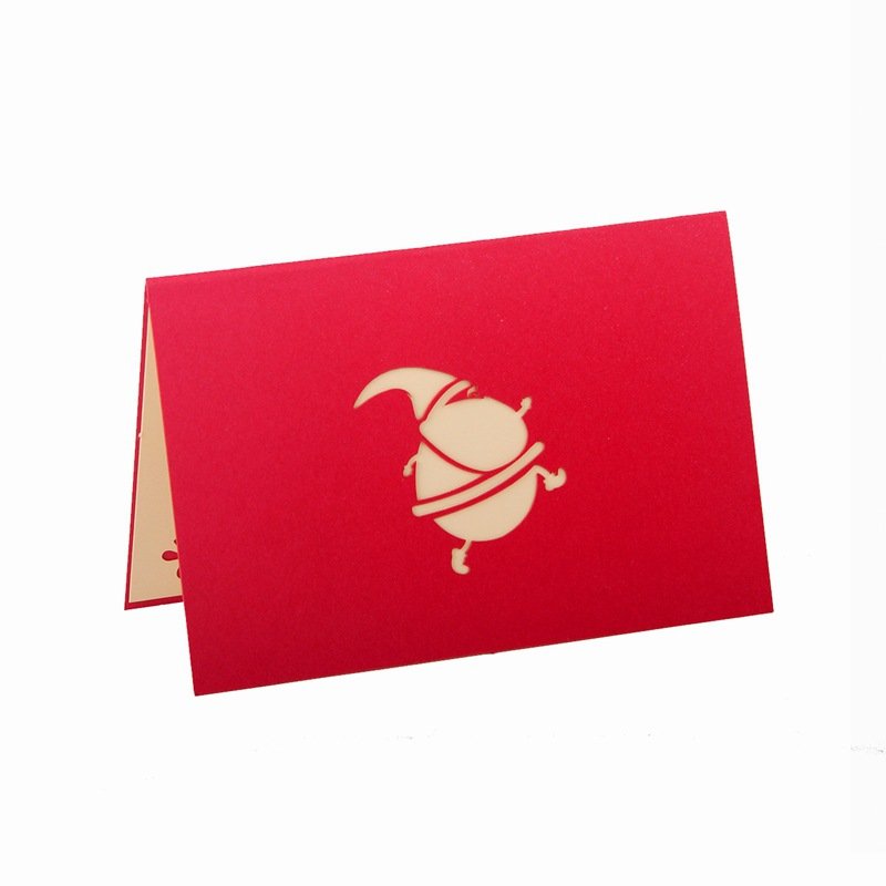Sunshine Packaging 3d intricate laser cut christmas greeting Santa Claus printing pop up christmas cards and envelop
