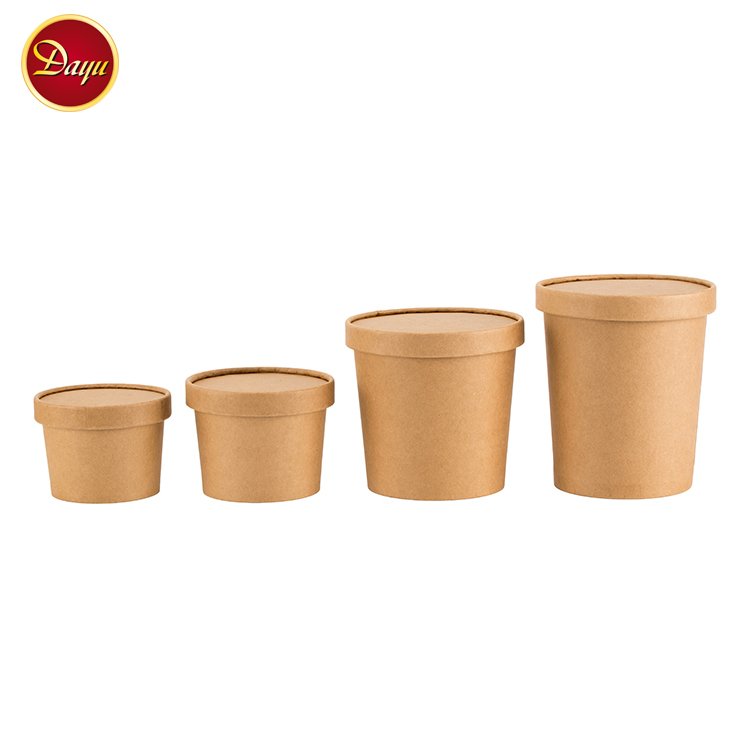 Custom Printed Kraft paper Food packaging Take Away Lunch Box And Salad Soup Bowl Coffee Cup