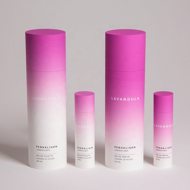 Custom Skincare paper cosmetic bottle cardboard packaging tubes pink blue color packaging paper cylinder box series