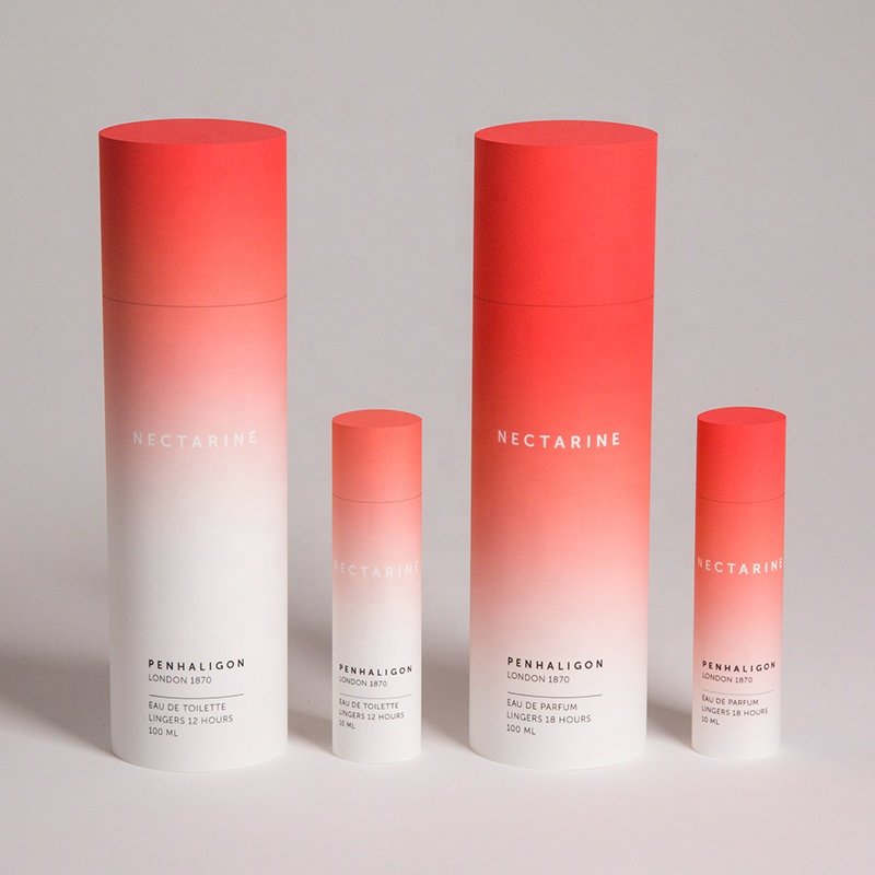 Custom Skincare paper cosmetic bottle cardboard packaging tubes pink blue color packaging paper cylinder box series