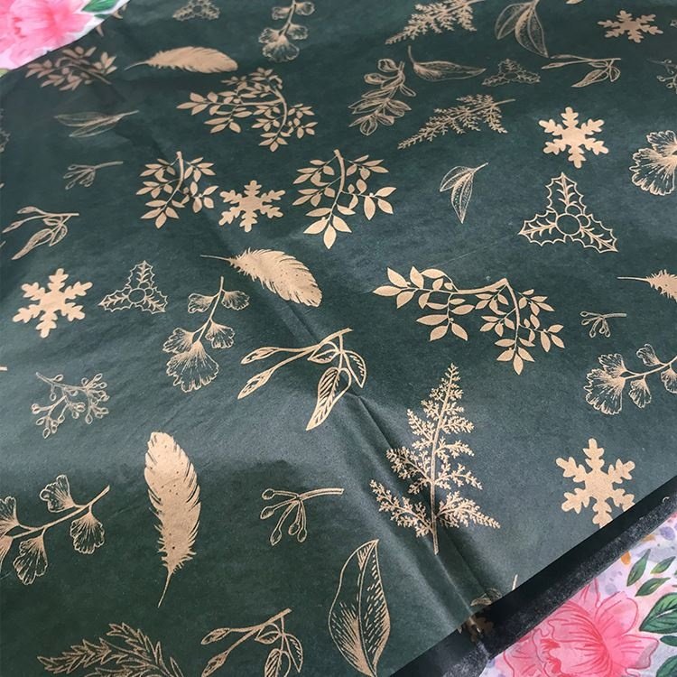 Eco friendly black wrapping tissue paper custom full printed