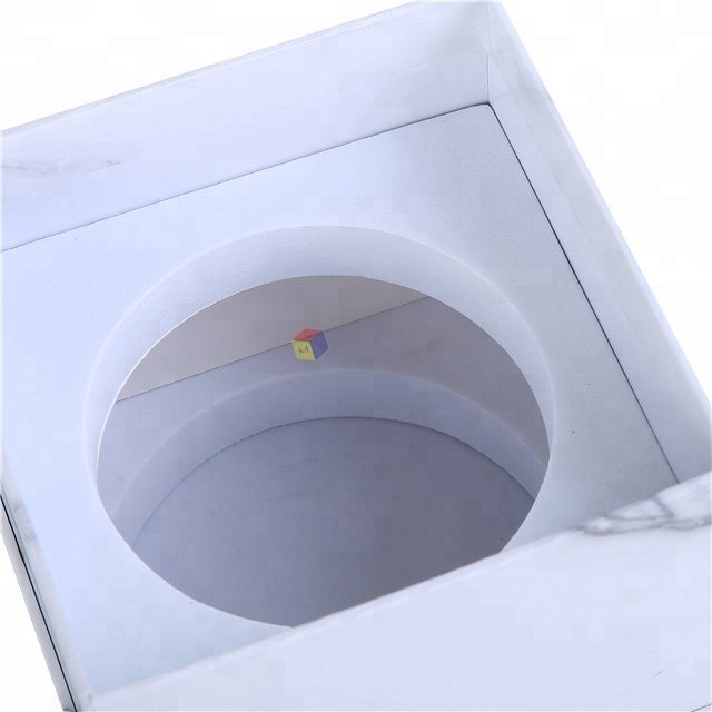 luxury custom logo marble printed lid and base rigid cardboard wholesale gift scented candle box packaging