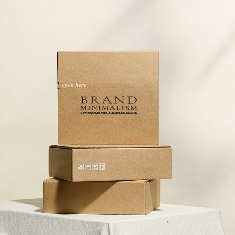 Custom Kraft Paper Zipper Tear-Off Cardboard Packing Box Focus on Privacy Brown Paper Shipping Mailer Boxes with Custom Logo